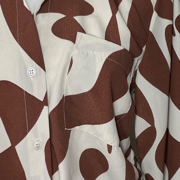 Sanctuary White and Brown Button Down Shirt with Notched Collar - Picture 9 of 9